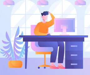 Young businessman or freelancer concept