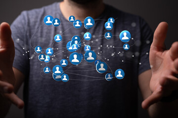 videoconference group of people talking in social network