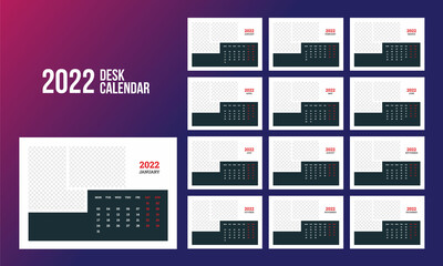 12 Month Desk Calendar 2022