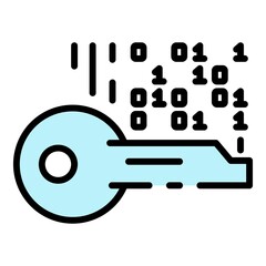 Selection of encryption key icon. Outline selection of encryption key vector icon color flat isolated