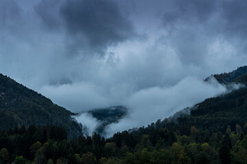 Epic Mountain Clouds Mist in Austria at Sunset Sunrise