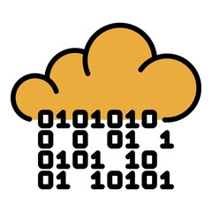 Hacker code in the cloud icon. Outline hacker code in the cloud vector icon color flat isolated