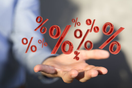 Interest rate financial and mortgage rates concept.