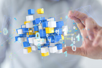 small data Cloud technology. Polygonal wireframe art looks like constellation