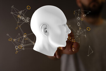 Artificial intelligence concept. Virtual technology web background