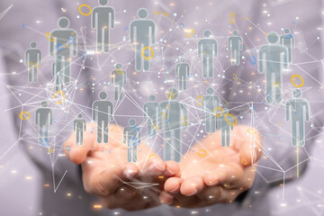 digital Business people silhouettes network team