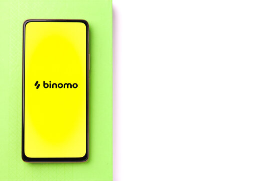 Assam, india - July 28, 2020 : Binomo a easy online stock trading app.