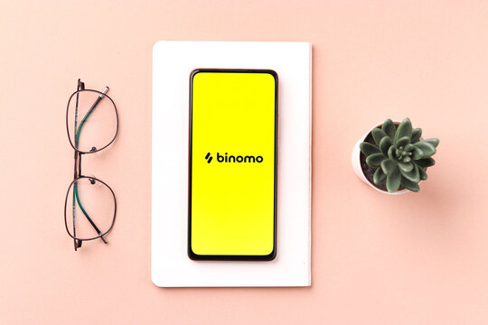 Assam, india - July 28, 2020 : Binomo a easy online stock trading app.