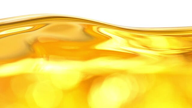 Super Slow Motion Shot of Moving Oil Waves Isolated on White Background at 1000fps.