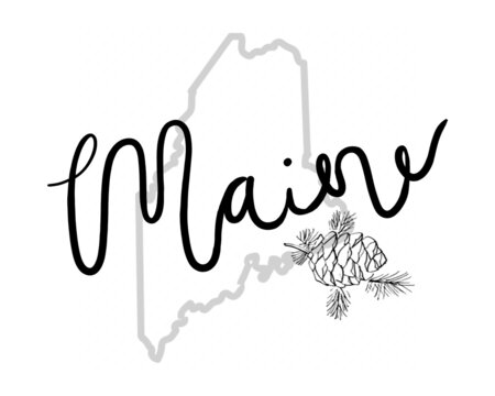 Maine State Calligraphy Outline Name Design