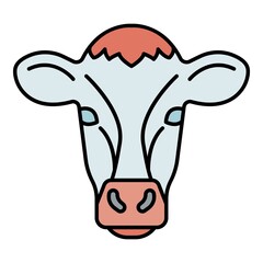 Cow head icon. Outline cow head vector icon color flat isolated