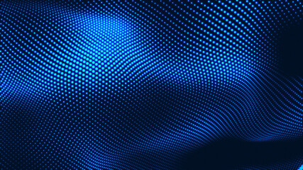 Obraz premium Abstract dot white blue wave gradient texture technology background.