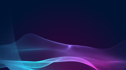 Abstract dot blue purple wave gradient texture technology background.