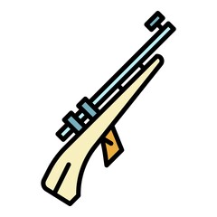Biathlon rifle icon. Outline biathlon rifle vector icon color flat isolated