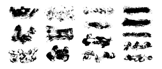 Obraz premium Vector black paint, ink brush strokes, brushes, lines or textures. Dirty artistic design elements, boxes,