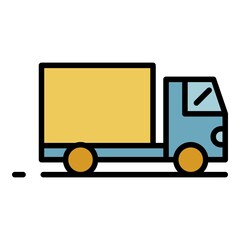 Export cargo truck icon. Outline export cargo truck vector icon color flat isolated