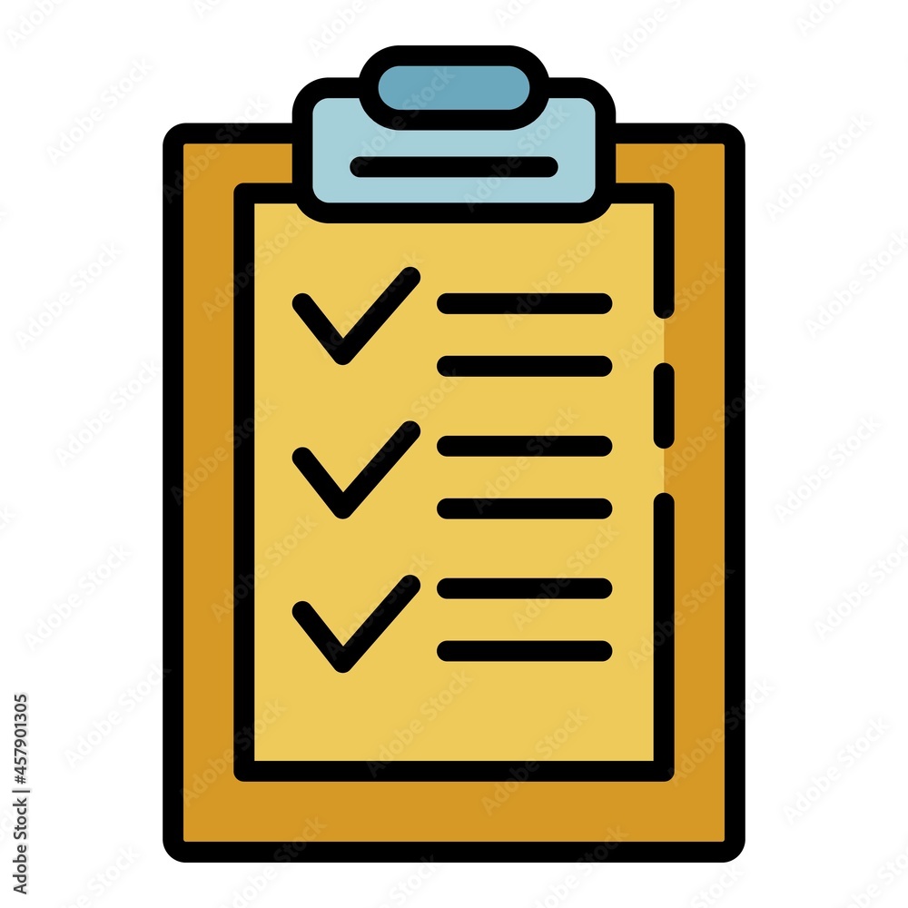 Poster export check sheet icon. outline export check sheet vector icon color flat isolated
