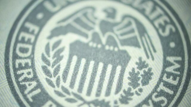 United States Federal reserve system sign - close up view.