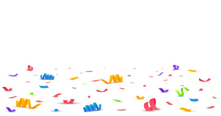 Confetti vector illustration. Festive background. Party concept. Flying ribbons isolated.