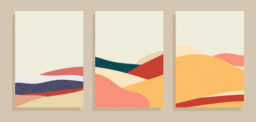 landscapes with hill vector illustration set