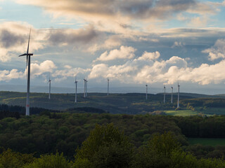 Beautiful forest landscape with windmills in saarland germany europe