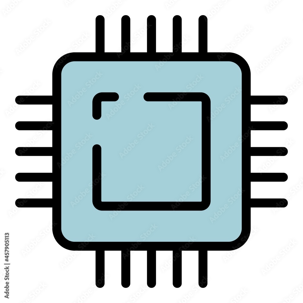 Poster microprocessor icon. outline microprocessor vector icon color flat isolated
