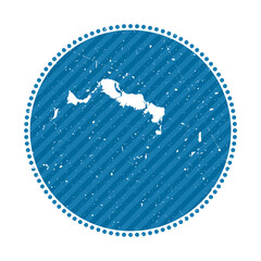 Turks and Caicos Islands striped retro travel sticker. Badge with map of island, vector illustration. Can be used as insignia, logotype, label, sticker or badge of the Turks and Caicos Islands.
