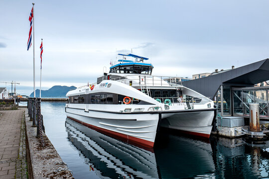 ALESUND, NORWAY - JUNE 10, 2017: FRAM fast-ferry VALDEROY