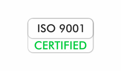 ISO 9001 Certified badge, icon. Certification stamp. Flat design vector. Vector illustration