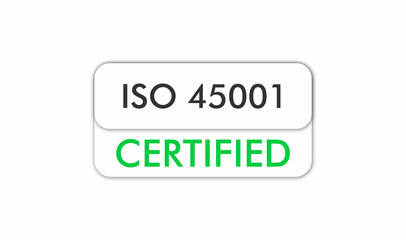 ISO 45001 Certified badge, icon. Certification stamp. Flat design vector. Vector illustration