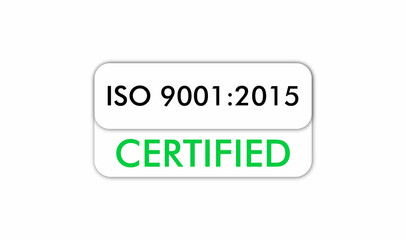 ISO 9001:2015 Certified badge, icon. Certification stamp. Flat design vector. Vector illustration