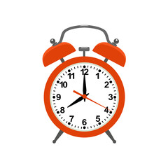 Alarm clock is red. Isolated on white background vector illustration.