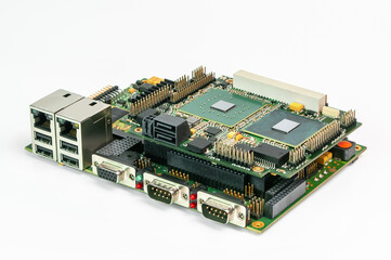 embedded rugged cpu board on white background