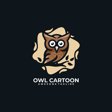 Owl cartoon logo design vector