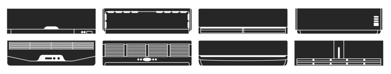 Air conditioner black set icon.Vector illustration illustration condition on white background .black vector set icon air conditioner.