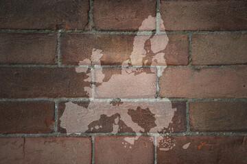 map of european union on a old brick wall