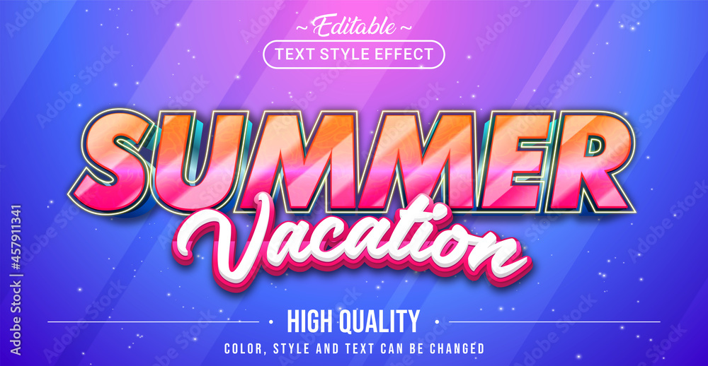 Poster editable text style effect - summer vacation text style theme.