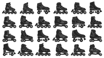 Skate roller vector black set icon. Vector illustration rollerskate on white background. Isolated black set icon skate roller.