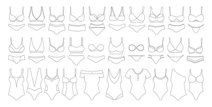 Underwear outline set icon.Vector illustration illustration lingerie on white background .Outline vector set icon underwear.