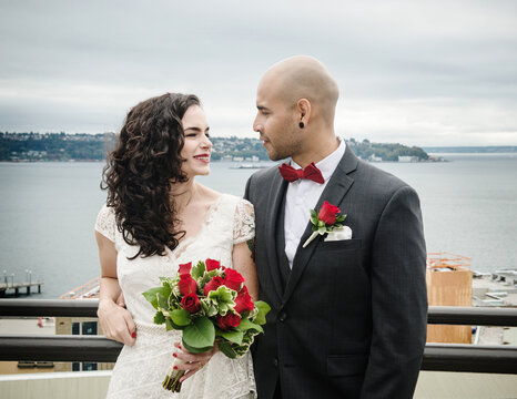 bride and groom in Seattle Washington