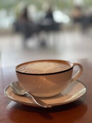 Beautiful coffee cup in cafeteria