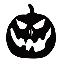Smiled shape of Jack-o-lantern. Isolated vector black silhouette of lantern.