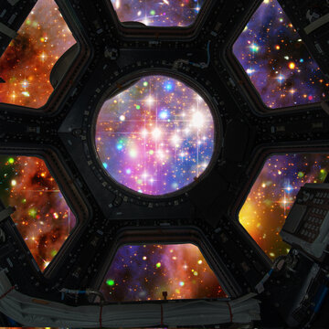 Galaxy and stars. View from spacecraft. Elements of this image furnished by NASA.