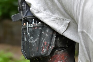 Closeup of the working pants of painter or worker