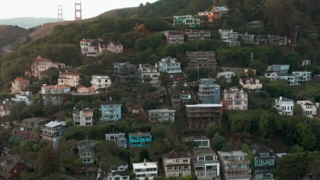 Aerial: sausalito residential housing. San Francisco, USA