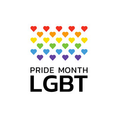LGBT LGBTQ+ Pride Hearts and Slogans Social Media Post Template. Love is Love, Be Proud, Be Yourself. Hearts in LGBT Flag Colours. Vector Design Element for LGBT Pride Social Post, Square Banner, Logo