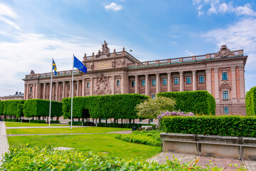 Parliament house (Riksdag) building in Stockholm, Sweden