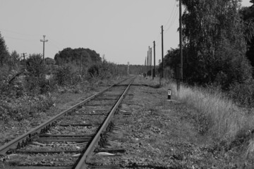 railway and power lines in the village