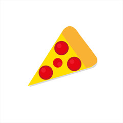 A slice of pizza on a white background. Vector illustration.