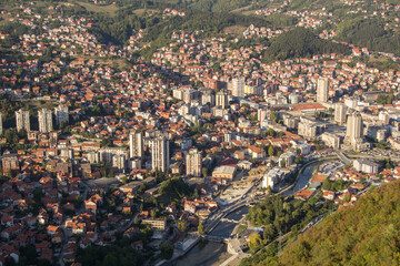 Obraz premium Panorama of the city of Uzice, photographed from a hill called Zabučje.